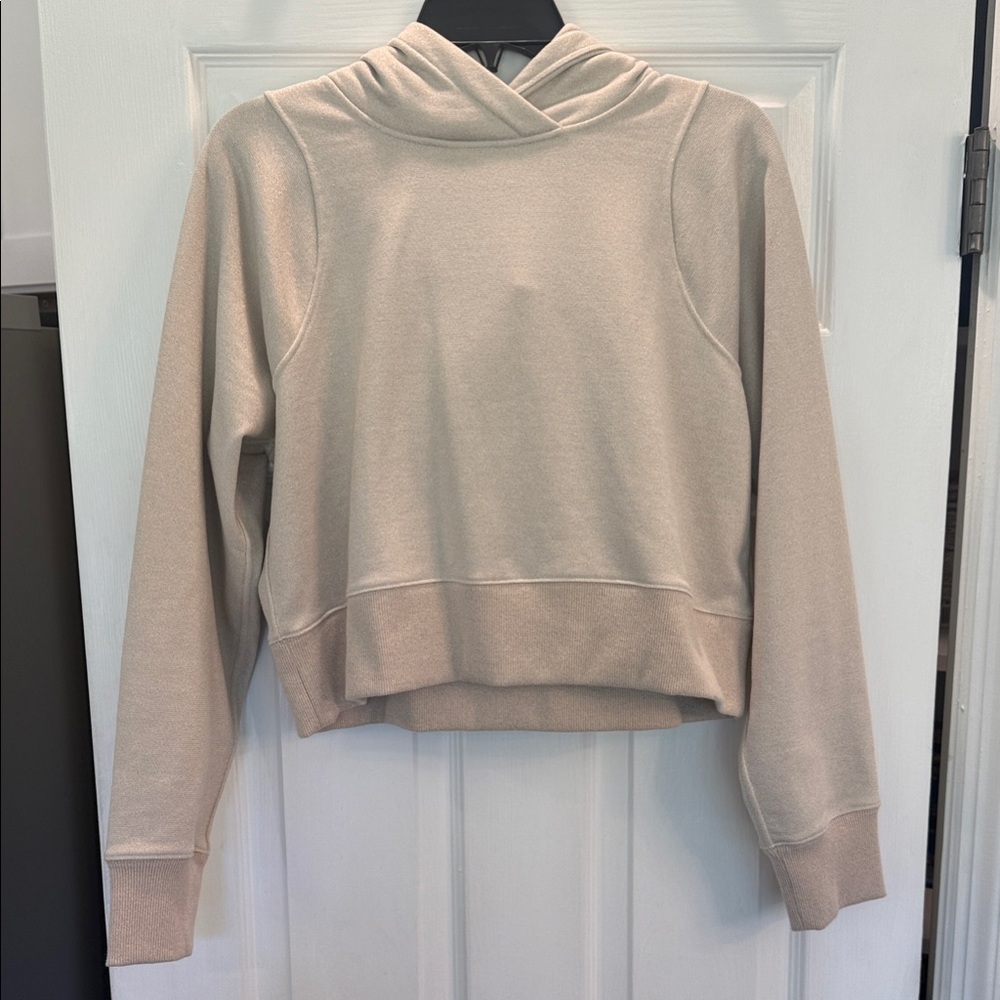 Lululemon Cropped Hooded Sweatshirt in Light Beige